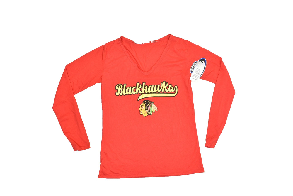 NEW Concepts Sport Chicago Blackhawks Ladies Red Long Sleeve V-Neck Top Size M